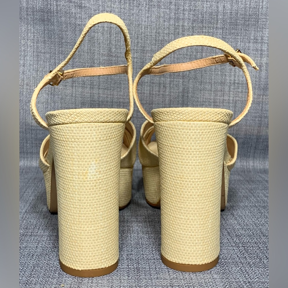 SCHUTZ Keefa Raffia Platform Sandals Natural Woven - Picture 5 of 8